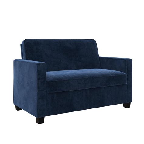 Dhp Celeste 54 In Blue Velvet 2 Seat Twin Size Sleeper Sofa De76902 The Home Depot