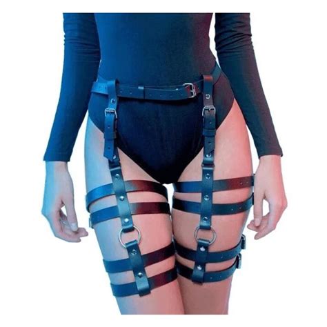 49m gothic leather leg harness garter belt fetish women punk body bondage harness strap edgy r
