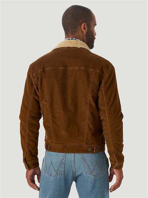 men s wrangler® sherpa lined corduroy trucker jacket