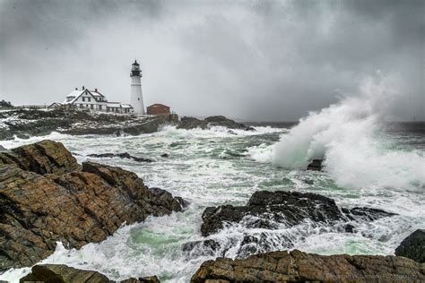 Ocean Storm At Portland Head Ocean Storm Lighthouse