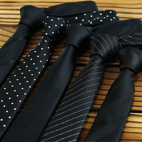 gusleson factory sale 5cm mens skinny ties black polyester silk plaids stripes dots jacquard