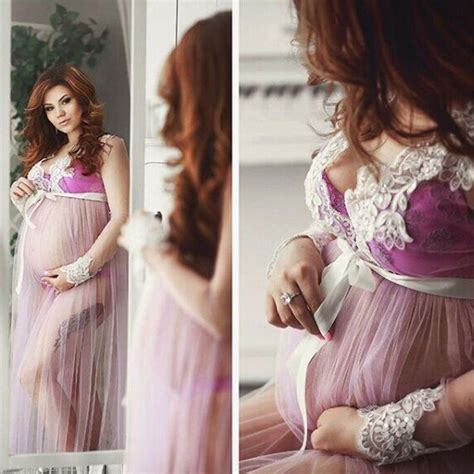 Meihuida Maternity Lace Maxi Dress Pregnant Photography Photo Props