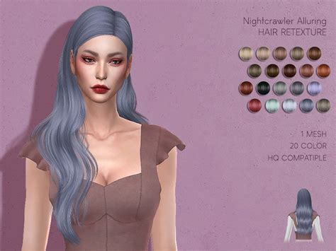 The Sims Resource Nightcrawler`s Alluring Hair Retextured By