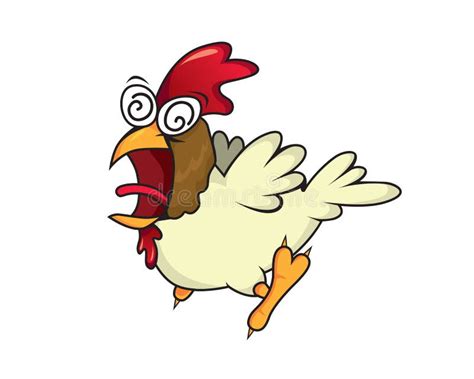Crazy Chicken Character With Cartoon Style Stock Vector Illustration