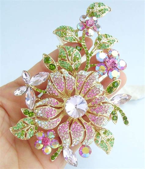 Sindary Beautiful 4 72 Austrian Crystal Orchid Flower Brooch Pin Pendant Large Brooch For Women