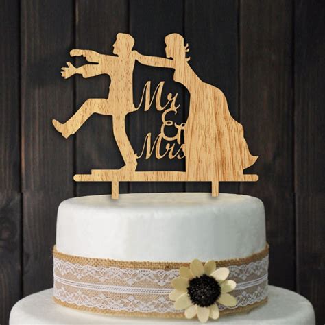 Wood Mr And Mrs Cake Topper Bride And Groom Wedding Cake Topper Rustic