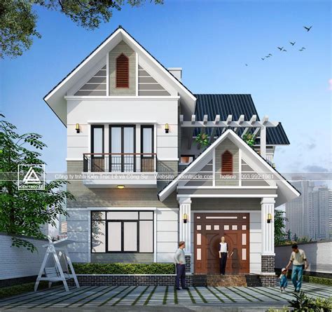 Mẫu Thiết Kế Nhà Đẹp 2 Tầng 120m2 Mái Thái Kiến Trúc Lê