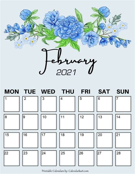 Printable blank monthly calendar for 2021 available with large square spaces for each day of the month. Cute 2021 Printable Blank Calendars / Free Cute Printable Calendar 2021 - 21ytw196 - Free ...