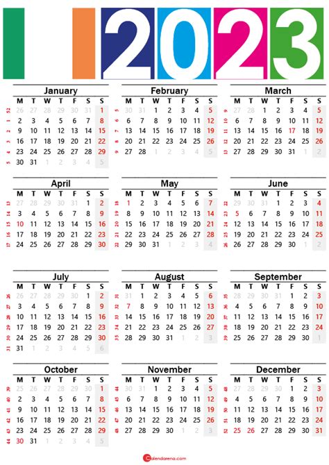 2022 Calendar Ireland With Holidays And Weeks Numbers