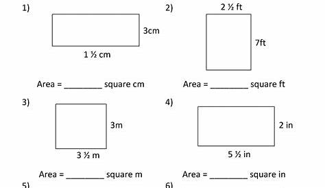 Area of Rectangle Worksheets