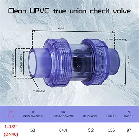 1 12 Inch Upvc True Union Swing Check Valves Sch 80 Upvc One Way