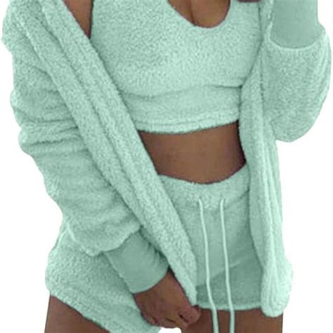 Intimates Sleepwear Famnbro Womens Sexy Fuzzy 3 Piece Outfits