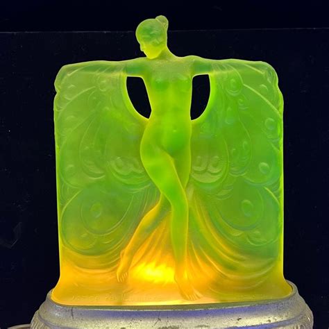 Lot McKee Danse De Lumiere Art Deco Frosted Vaseline Glass Nude