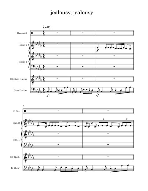 Jealousy Jealousy Sheet Music Olivia Rodrigo