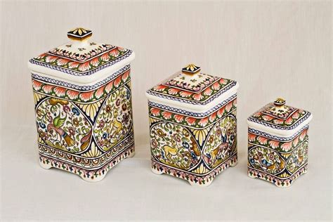 Kitchen Canisters From Coimbra Portugal Hand Painted Ceramic