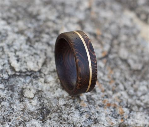 18k Gold Inlay Ring Wood Ring Wood Wedding Band Wooden Ring Wedding