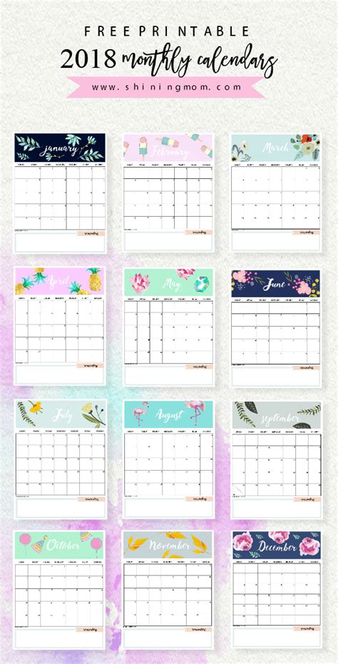 Use This Calendar 2018 Printable To Plan Your Year Ahead Each 2018