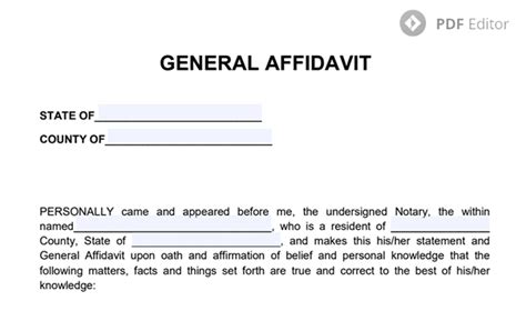Sample Of Affidavit Form Free General Affidavit Template