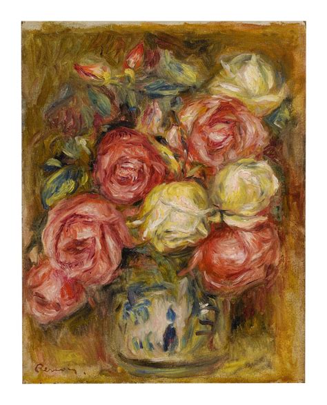 Pierre Auguste Renoir Roses Dans Un Vase DÉcorÉ Impressionist
