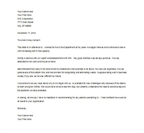 A letter like this is usually written by someone within the applicant's close social circle. Job Recommendation Letter Templates - 15+ Sample, Examples ...