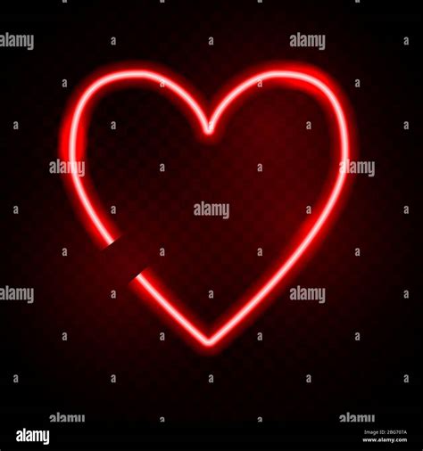 Neon Heart Vector Valentine Day Concept Love Red Light Frame