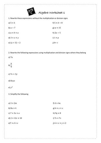 Algebra worksheets and online activities. Basic Algebra Worksheet by MsFattouh - Teaching Resources - Tes