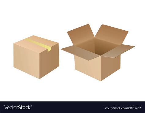 Open And Closed Cardboard Box Royalty Free Vector Image