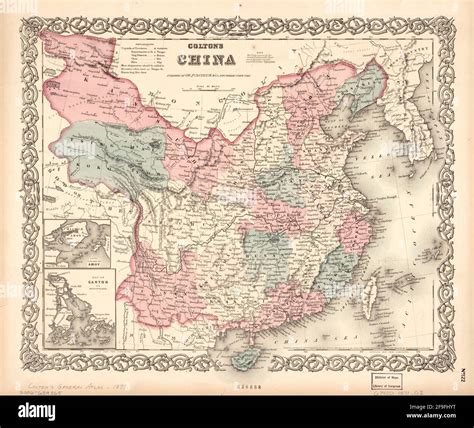 Beautiful Vintage Hand Drawn Coltons Map Of China From 1860 With