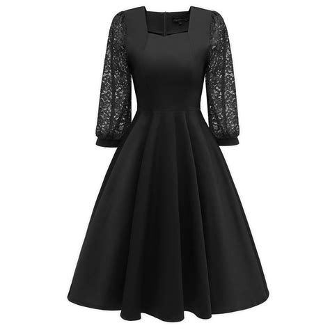 Women S Long Sleeve Lace Dresses Vintage V Neck Cocktail Party Bridesmaid Dress Buy At A Low