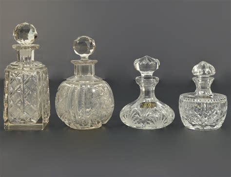 Lot 4 Antique Cut Crystal Perfume Bottles