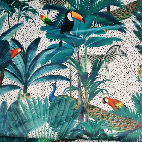 Digital Print Crafty Velvet Fabric Royal Palm Natural