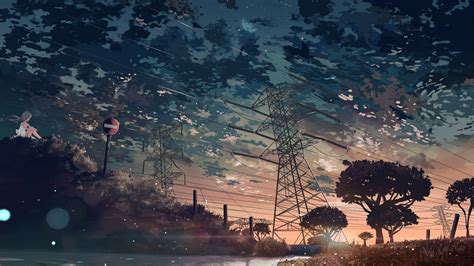 Tapeta Na Monitor Anime Anime Obrázek Západ Slunce леп Cesta