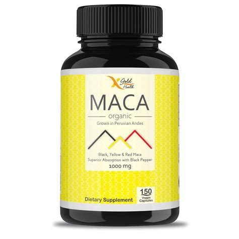 Organic Pure Maca Root Powder Capsules Black Yellow Red 1000mg Per