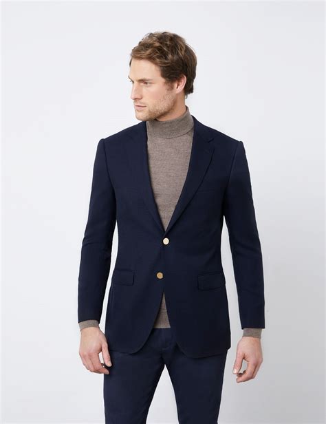 This Timeless Navy Blazer Is Crafted From The Finest Pure Wool The Single Breasted Design