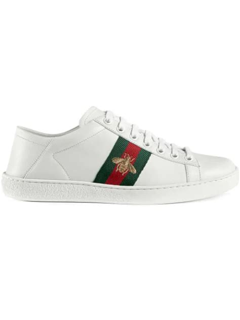 Gucci Ace Embroidered Leather Collapsible Heel Sneakers In White Modesens
