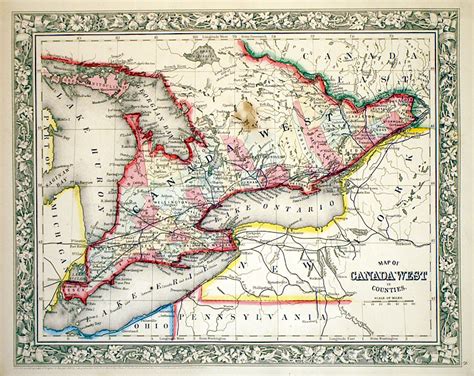 Map Of Canada West C 1862 Mitchell M 13345 000 Antique