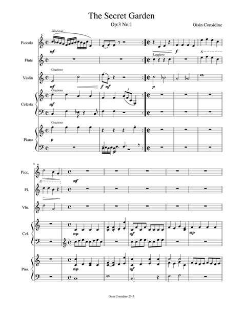 Sheet music includes 18 page(s). The Secret Garden Sheet music for Piano, Violin, Flute ...