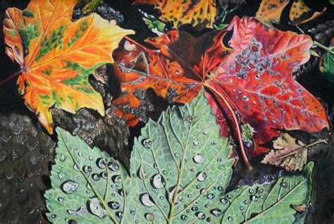Closeup Seasons Autumn Painting Art Foliage Drops Hd Wallpaper