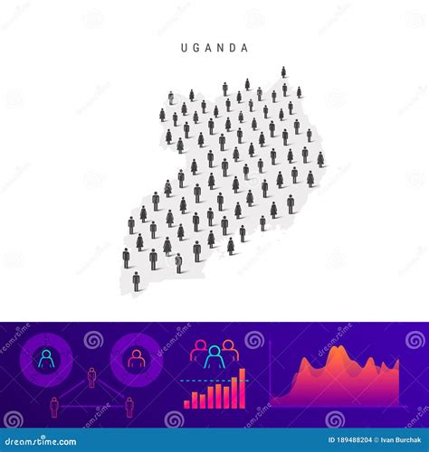 Uganda People Map Detailed Vector Silhouette Mixed Crowd Of Men And