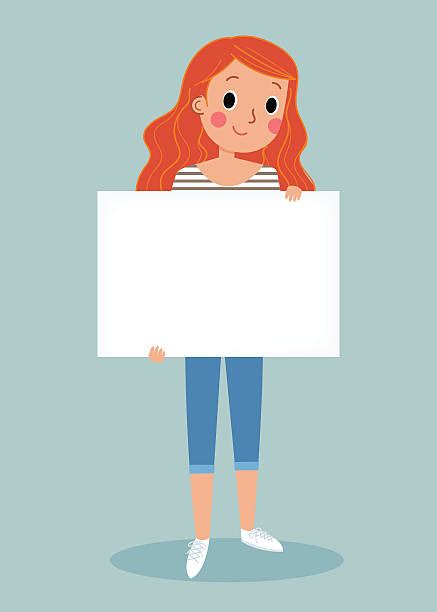 Best Background Of Girl Holding Blank Sign Illustrations Royalty Free