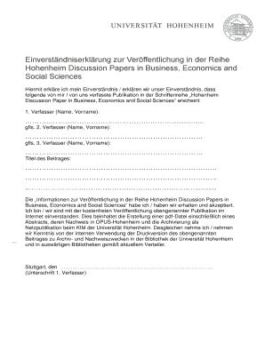 Ausfüllbar Online wiso uni hohenheim Einverstndniserklrung zur