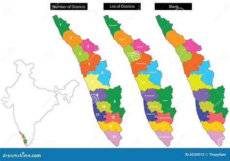 Map Of Kerala With Districts Stock Illustration Illustration Of