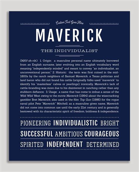 Maverick Name Art Print Classic Names Names Personalized Art Print