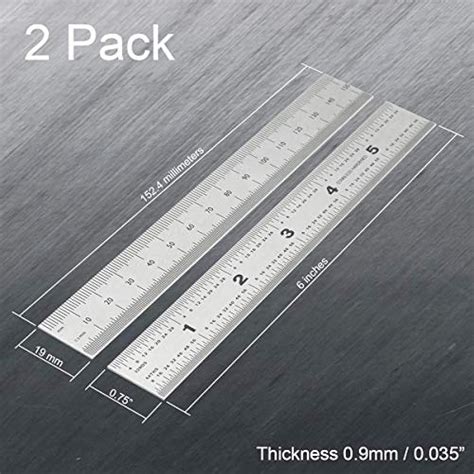 Offidea Machinist Ruler 6 Inch 2 Pack Rigid Stainless Steel With