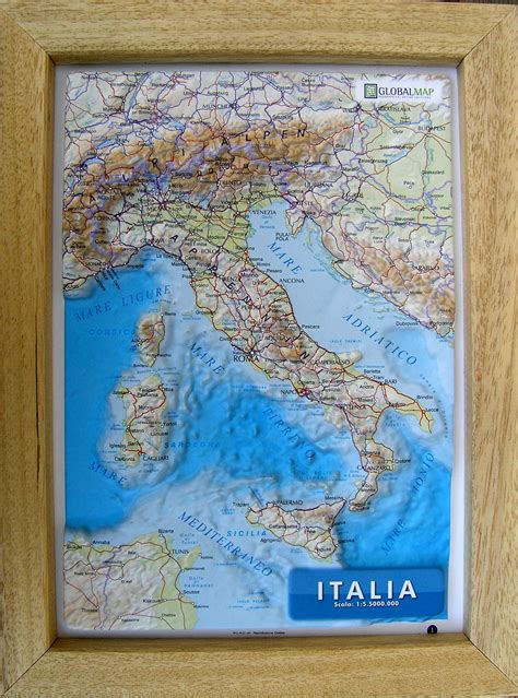 Raised Relief Map Italy A4 As 3d Map