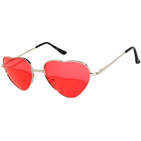 Owl ® Eyewear Sunglasses Heart Women S Metal Silver Frame Red Lens One Dozen Online