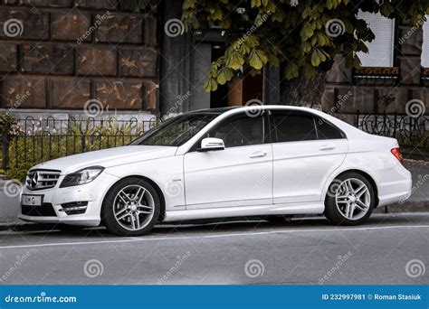 Kiev Ukraine May White Mercedes Benz C Class W In The