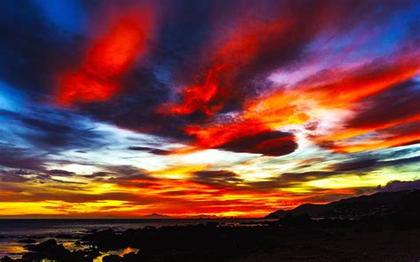 Download Wallpaper 1680x1050 Sunset Colorful Clouds Sky Mountains