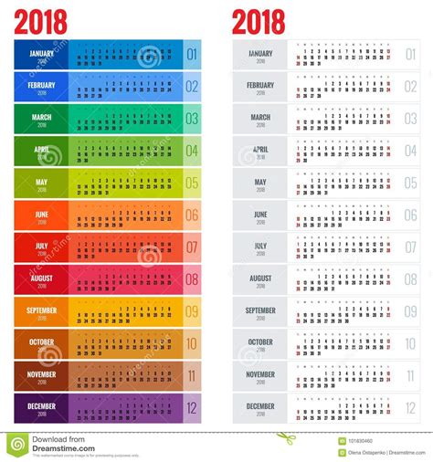 Yearly Wall Calendar Planner Template For 2018 Year Stock Vector