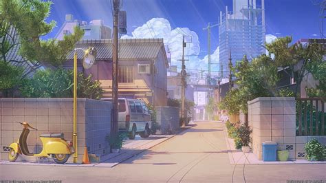 🔥anime Street Scenic Buildings Bicycle Anime Hd Wallpaper 800x450